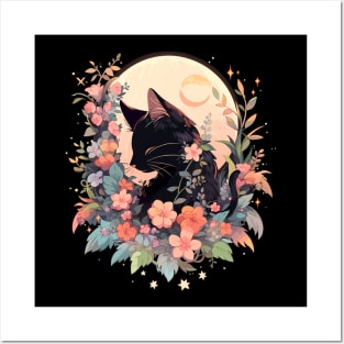 Cottagecore Kawaii Anime Cat Gifts Girls Womens Funny Cat Posters and Art